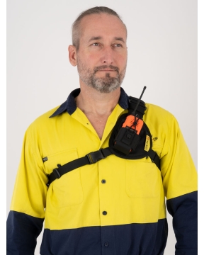 Two Ants Worker Left Black - Adjustable Compact Two Way Radio Phone Chest Holster