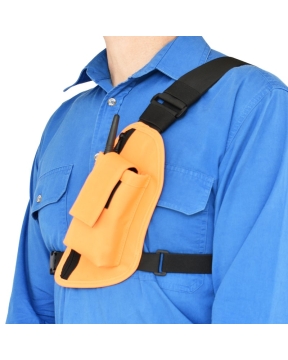 Two Ants Trap Jaw V3.0 Left Orange - Enclosed Two Way Radio Phone Chest Holster with Zipper Pocket