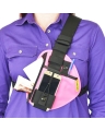 Two Ants Pharaoh Left Pink - Adjustable Two Way Radio Phone Chest Holster with Zipper Pocket