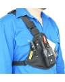Two Ants Pharaoh V3.0 Right Black - Adjustable Two Way Radio Phone Chest Holster with Zipper Pocket