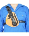 Two Ants Pharaoh Right Orange - Adjustable Two Way Radio Phone Chest Holster with Zipper Pocket
