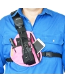 Two Ants Pharaoh Right Pink - Adjustable Two Way Radio Phone Chest Holster with Zipper Pocket