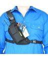Two Ants Trap Jaw Right Black - Enclosed Two Way Radio Phone Chest Holster with Zipper Pocket