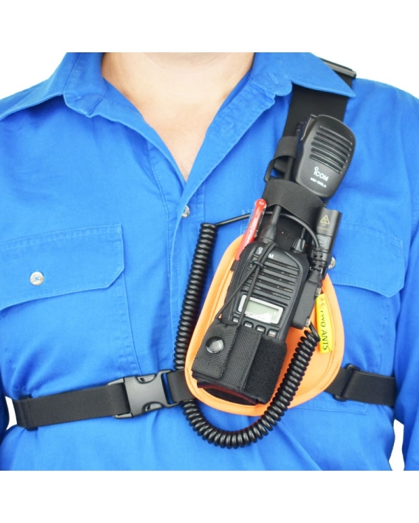Two Ants Worker Left Orange - Adjustable Compact Two Way Radio Phone Chest Holster